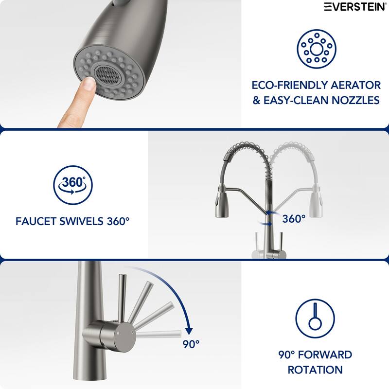 Modern 2-Function Pull-Down Kitchen Faucet – Single Handle, 1-Hole Installation