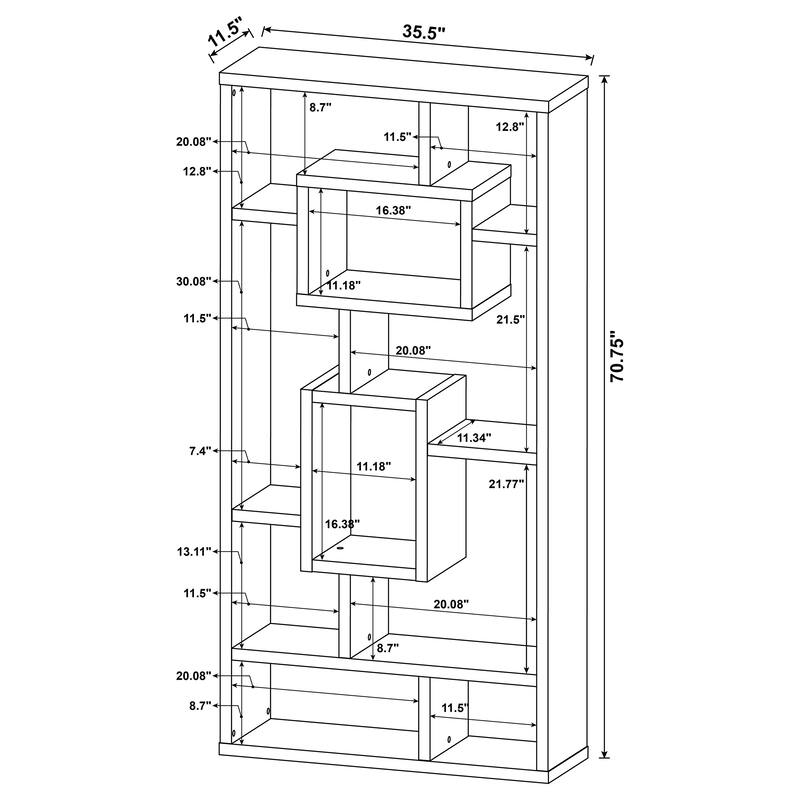 Corey Transitional 71-inch 8-shelf Bookshelf