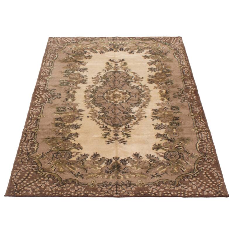 ECARPETGALLERY Hand-knotted Melis Vintage Cream Wool Rug - 5'3 x 8'8