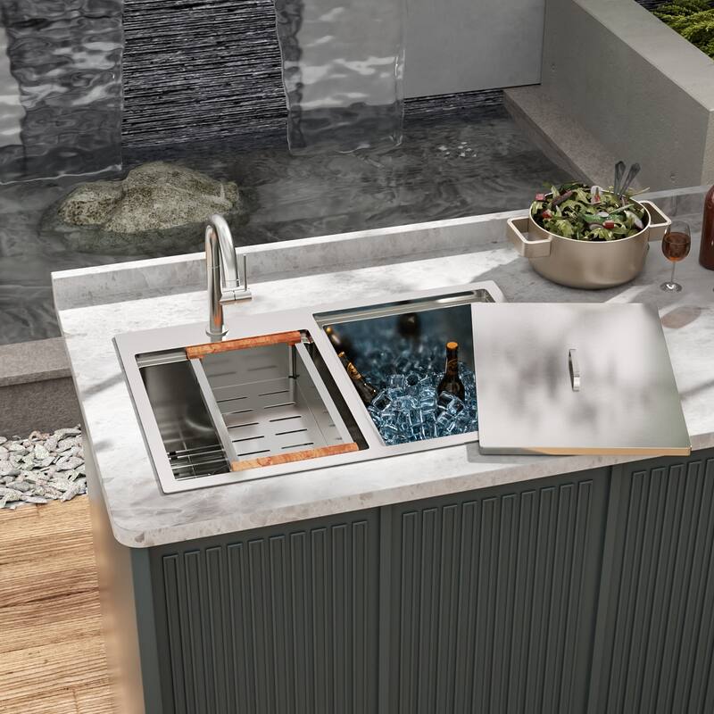 Double Bowl Drop-In Stainless Steel Sink with Workstation