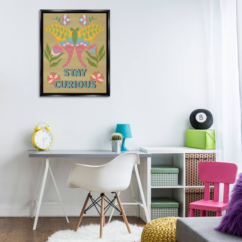 Stupell Stay Curious Butterfly Framed Floater Canvas Wall Art Design By Julia Fox