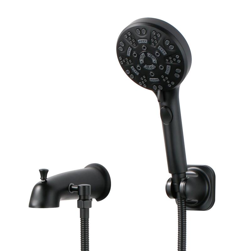 WOWOW Integrated Diverter Bathtub Spout with Handshower - Matte Black