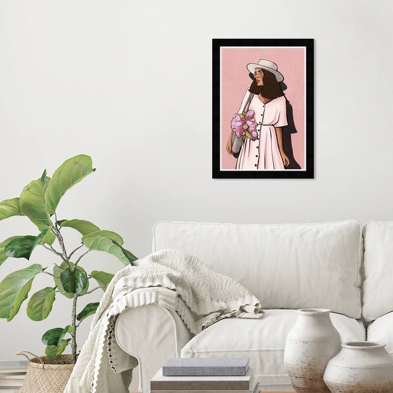 Wynwood Studio Prints Fashion and Glam Flowers too Pink and Modern & Contemporary Wall Art Canvas Print - Black