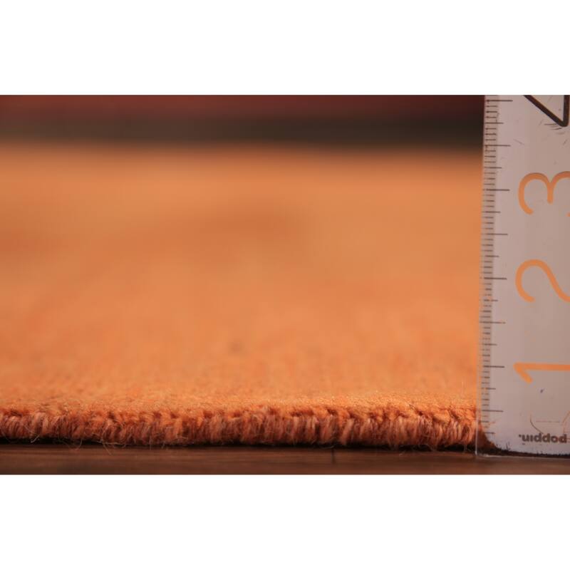 Orange Gabbeh Modern Area Rug Hand-Knotted Solid Wool Carpet - 6'8" x 9'7"