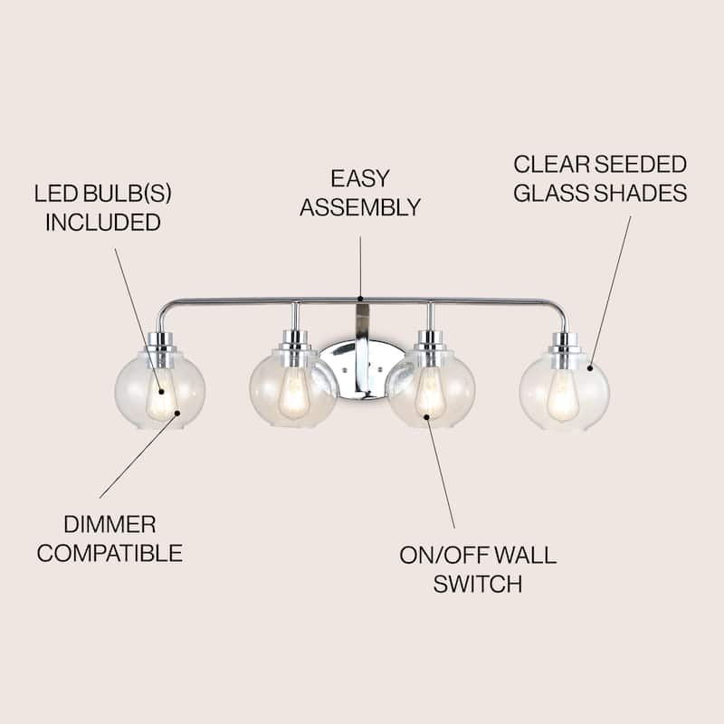 Staunton Iron/Seeded Glass Cottage Rustic LED Vanity Light, by JONATHAN Y