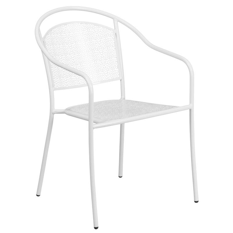 28'' Square Indoor-Outdoor Steel Patio Table Set with 4 Round Back Chairs
