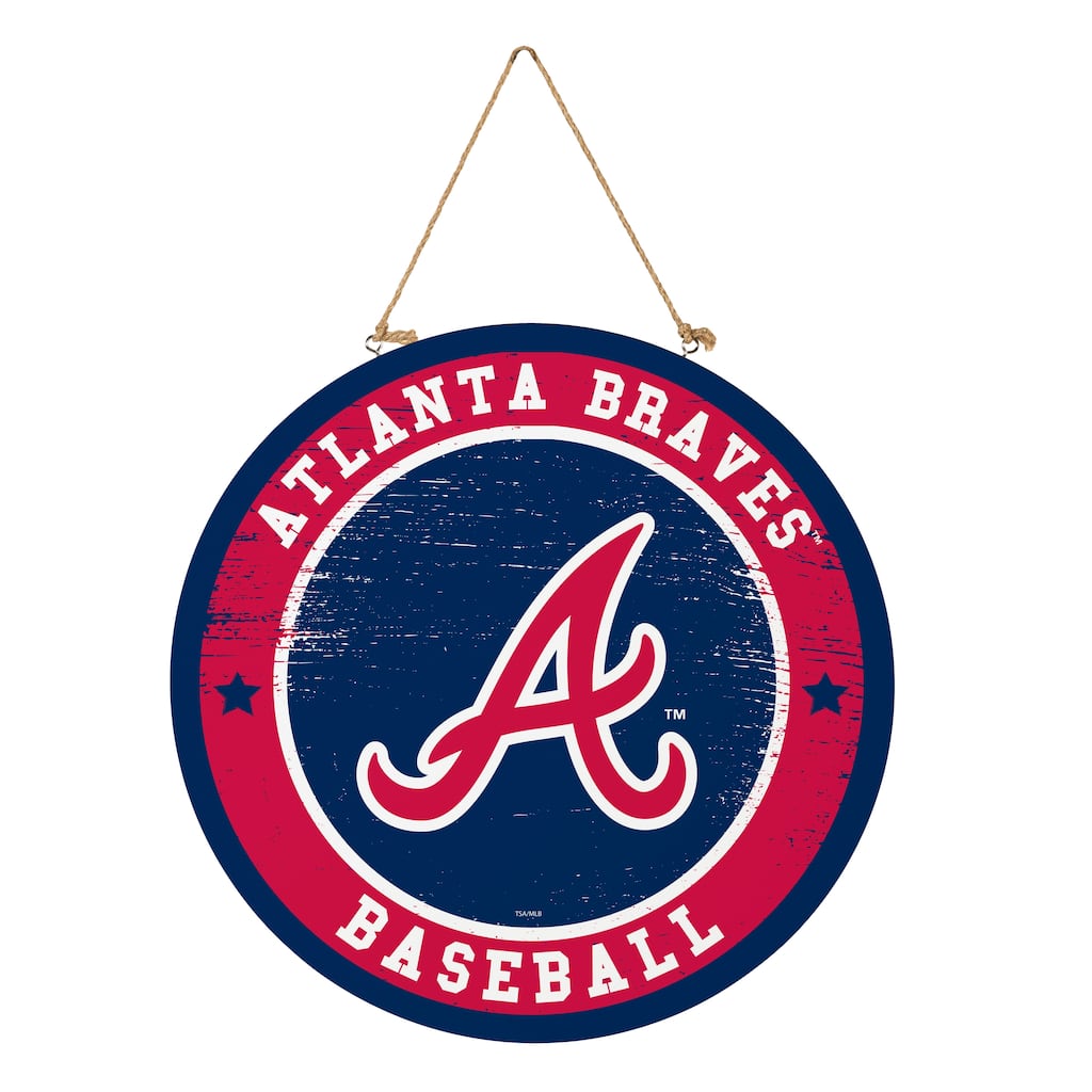 Atlanta Braves Wooden Door Decor Wall Sign - Multi-Color