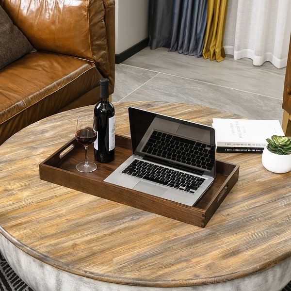 Kinwell Black Walnut Wood Serving Tray - 24" x 13" x 2.4"