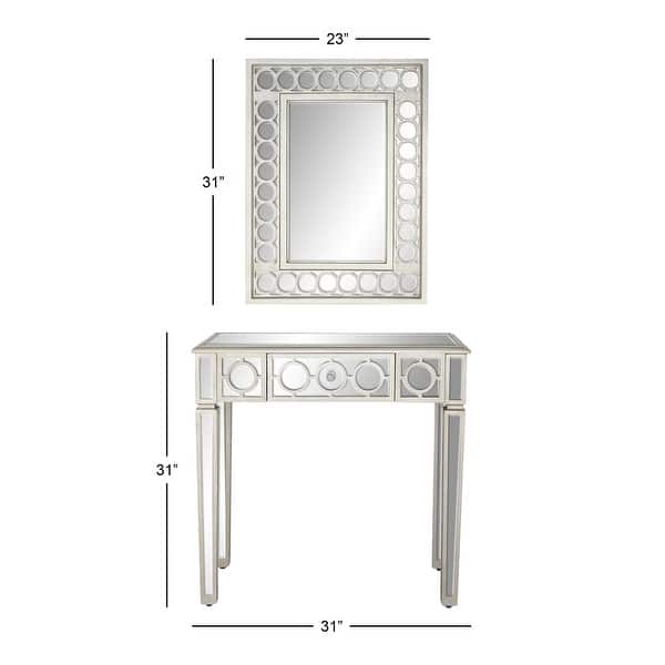Grey MDF Glam Console Table (Set of 2) - S/2 31"W, 31"H