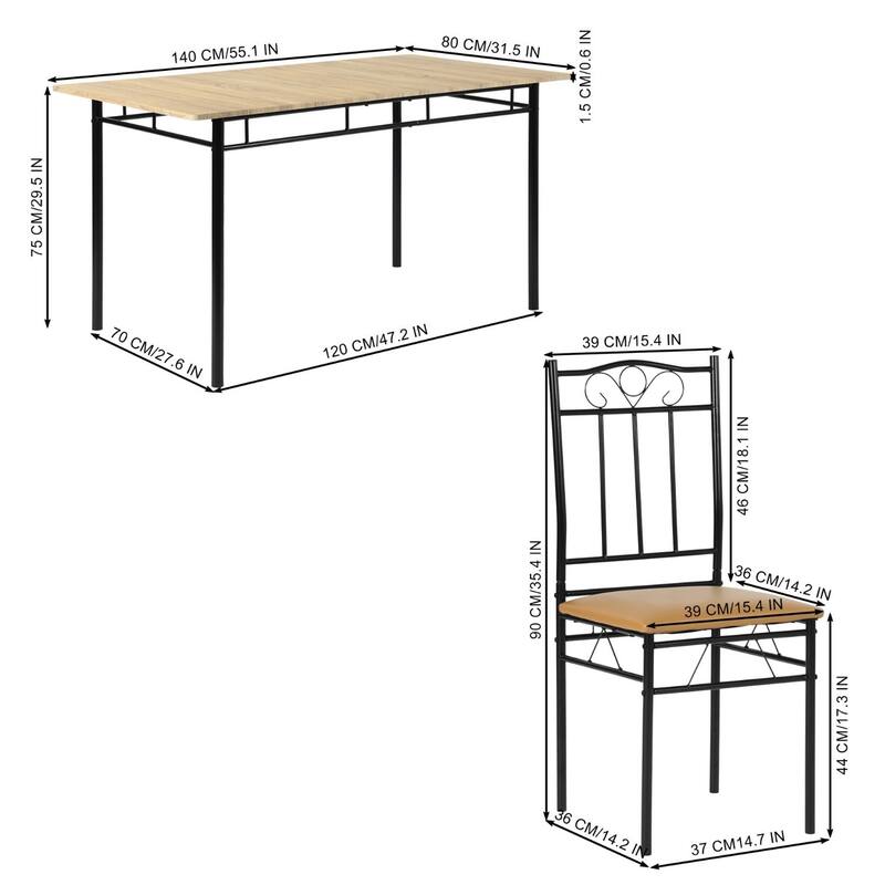 Homy Casa 7-Piece Dining Set, MDF Table & 6 Metal PU Chairs