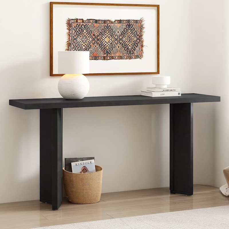 Stylish Console Table with Pine Veneer and Geometric Legs