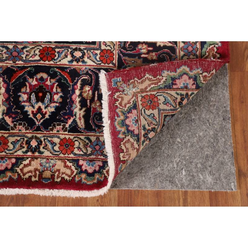 Traditional Signed Mashad Persian Vintage Rug Handmade Wool Carpet - 8'0"x 10'9"