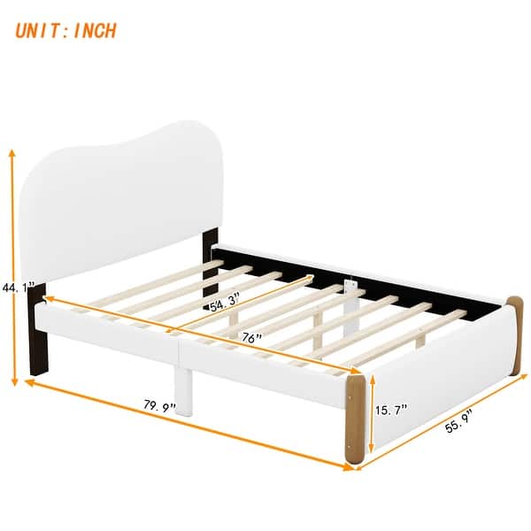 dimension image slide 2 of 4, Cozy and Durable Upholstered Platform Bed with Wood Supporting Feet