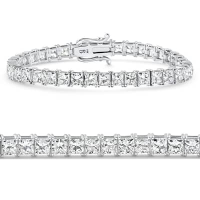 16.30Ct Princess Cut Diamond 7" Tennis Bracelet Gold Lab Grown