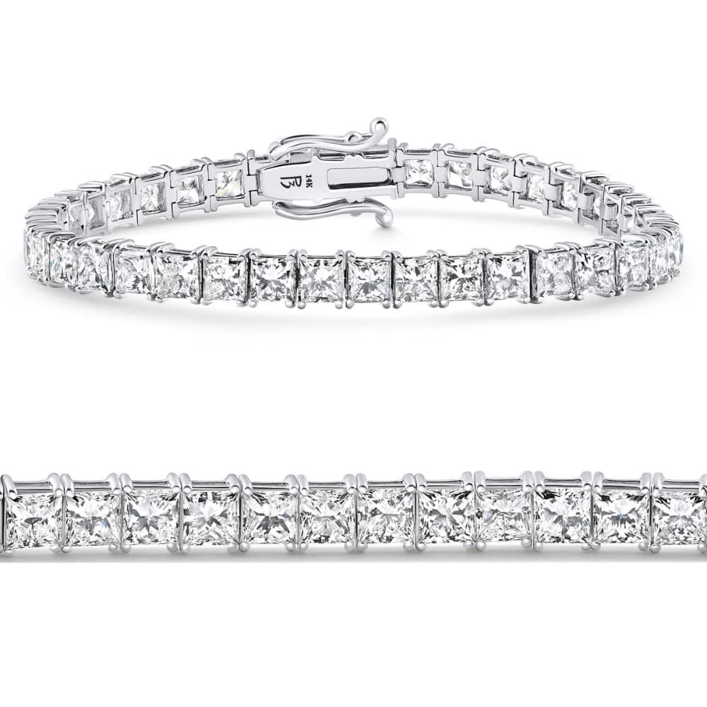 Bliss Diamond 16.30Ct Princess Cut Diamond 7" Tennis Bracelet Gold Lab Grown