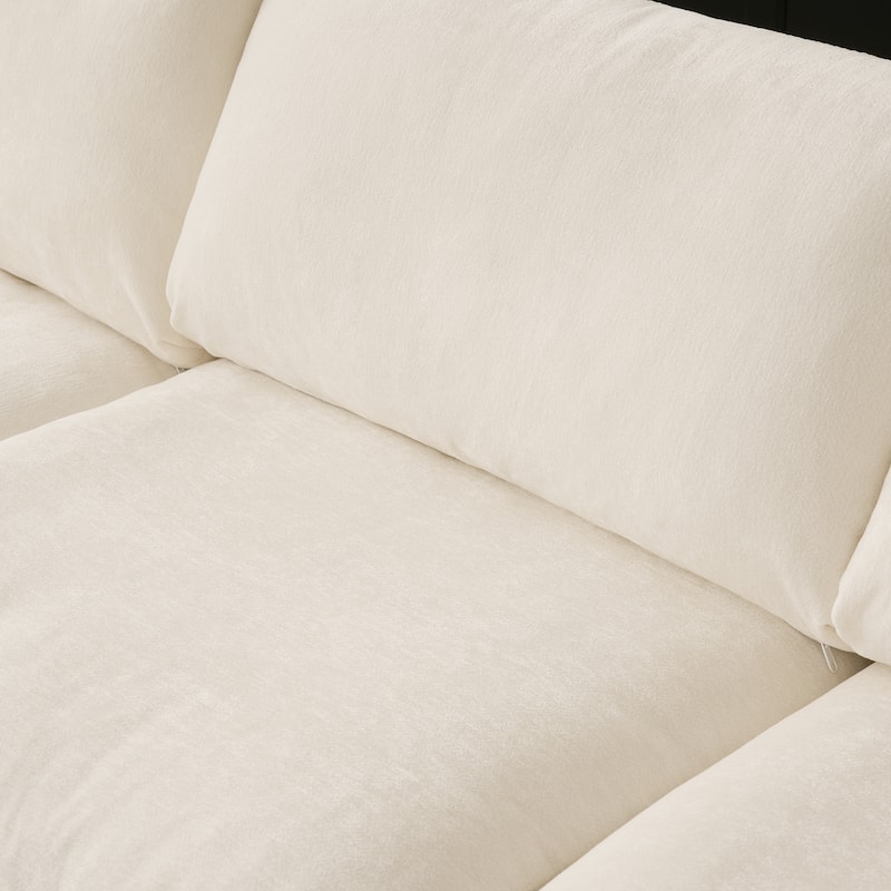 Minimalist Upholstered Cushion Sofa 4-Seater Chenille Modular Sectional Couch for Living Room
