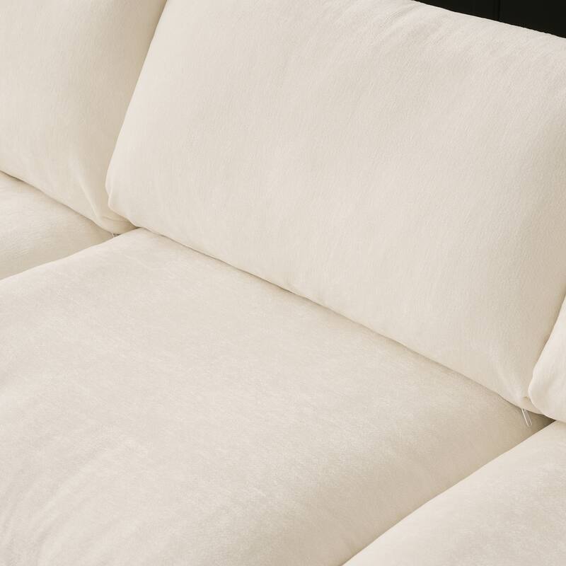 Modern L-shaped Sectional Sofa for Living Room,Chenille Modular Couch, Removable Cover, Spring Cushions, Solid Wood Frame