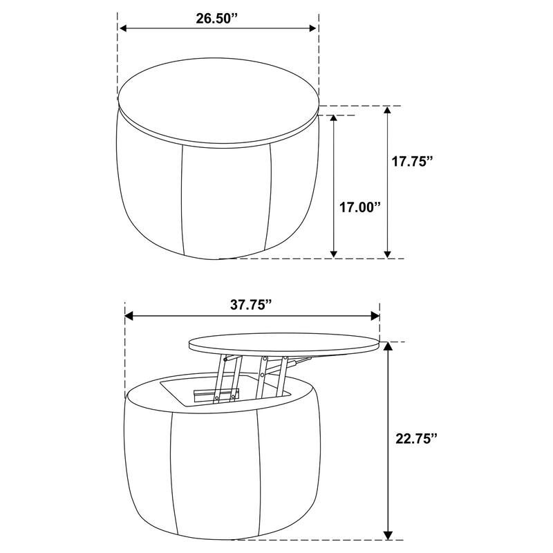 Round Upholstered Lift Top Storage Ottoman