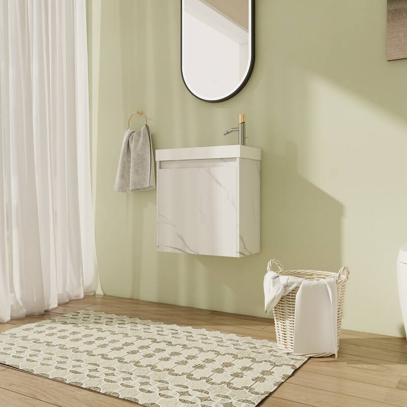 20" Floating Bathroom Vanity with Sink, Mini Wall Mounted Bathroom Vanity with Soft Close Door