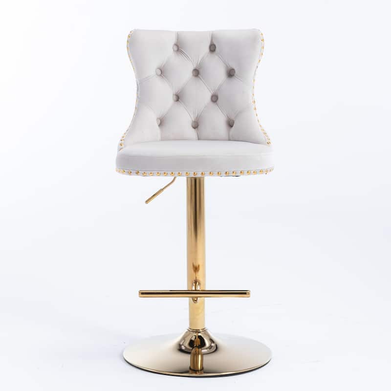 Barstools Adjusatble Seat Height,Upholstered Bar Stools with Backs Tufted for Home Pub and Kitchen Island,Set of 2