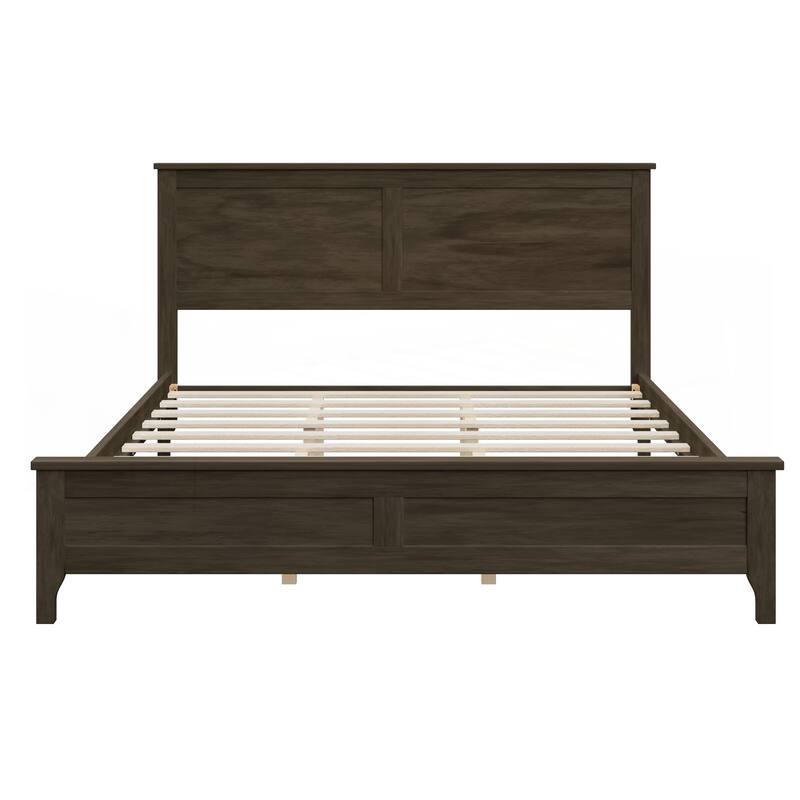 Modern Solid Wood Queen Size Platform Bed