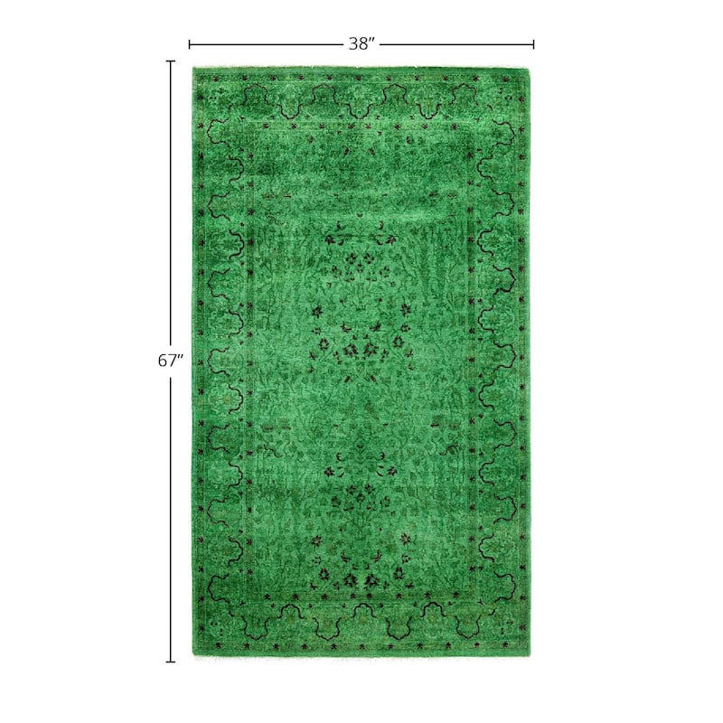 Contemporary Overdyed Wool Hand Knotted Area Rug - 3' 2" x 5' 7"