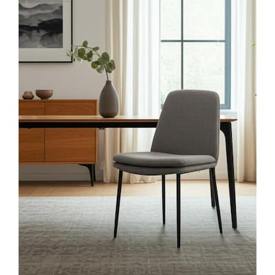 HomeRoots Gray and Black Upholstered Fabric And Metal Dining Side Chair - 19.5 in. x 33.5 in. x 24.5 in.
