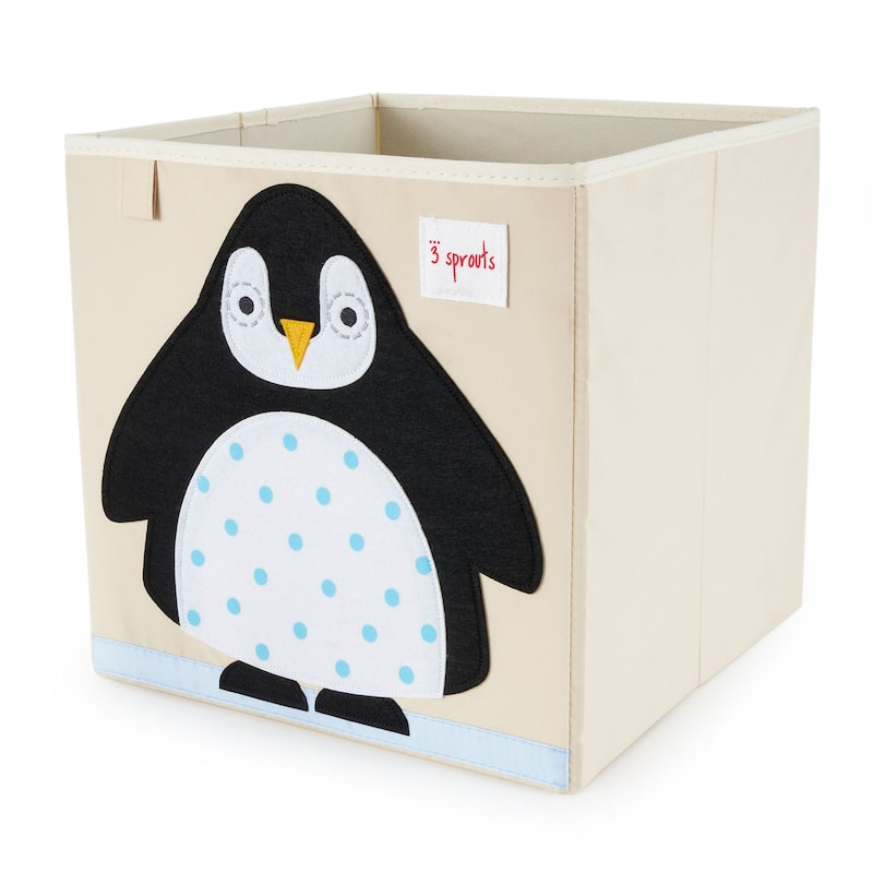 3 Sprouts Kids Felt Dragon Storage Cube Bin with Penguin Fabric Storage Cube Bin - 1.76