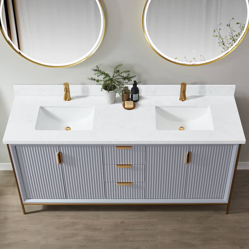 Malaga Composite Stone Vanity Top with White Rectangular Sink