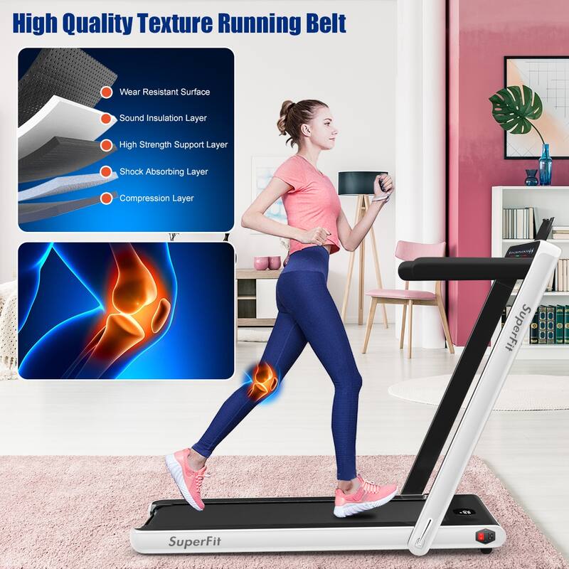Gymax 2 in 1 Folding Treadmill 2.25HP Running Machine w/ Dual Display - 49'' x 27'' x 42''