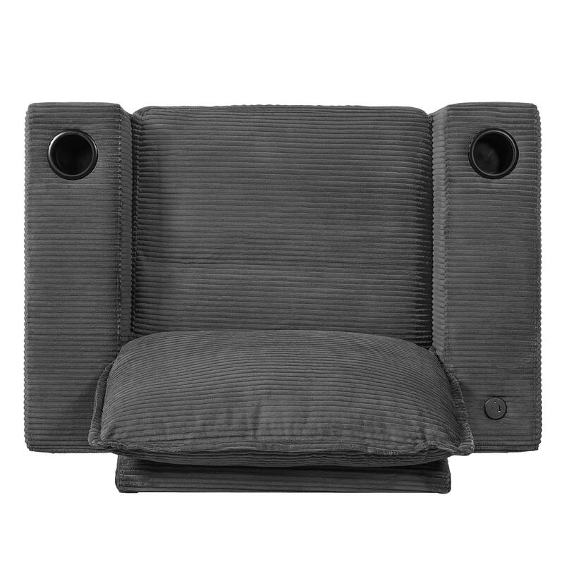 Christopher Knight Home - LuxeComfort Grey Oversized Corduroy Upholstered Chaise Lounge Chair with Storage Ottoman.