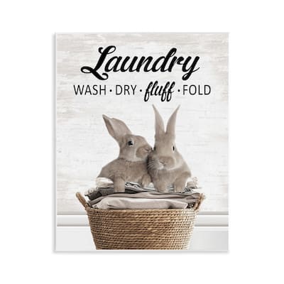 Stupell Bunnies & Laundry Basket Wall Plaque Art Design By Lettered and Lined