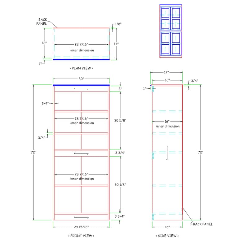 Concepts in Wood Storage Cabinet, 72 inch with 5 Shelves