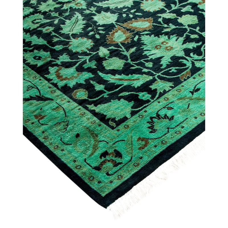 Overton Hand Knotted Wool Vintage Inspired Modern Contemporary Overdyed Black Area Rug - 3' 1" x 5' 2"