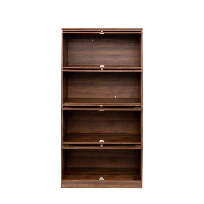 Bookcase Closed Back Glass Doors Office Storage Cabinet Floor-to-Ceiling Low Cabinet Bookcase Against Wall Dustproof Bookshelf