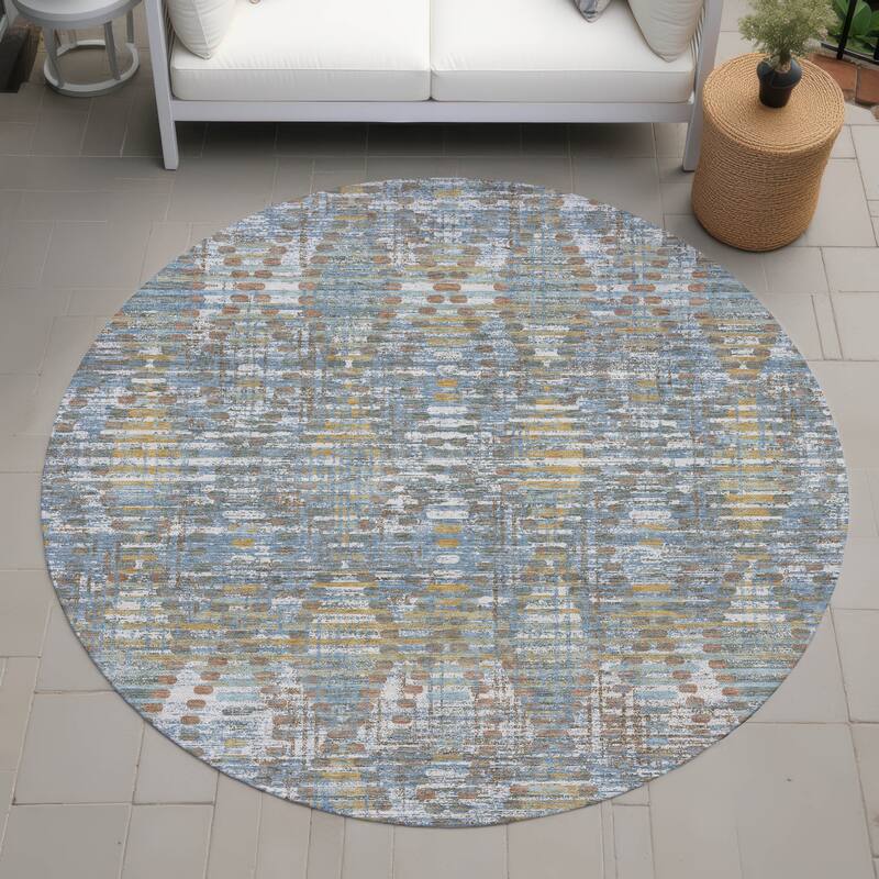 Machine Washable Indoor/ Outdoor Modern Ignacio Chantille Rug - Denim - 8' x 8'