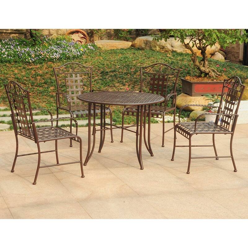 Outdoor Dining Set Patio Furniture Set Iron Table Chairs Elegant Design