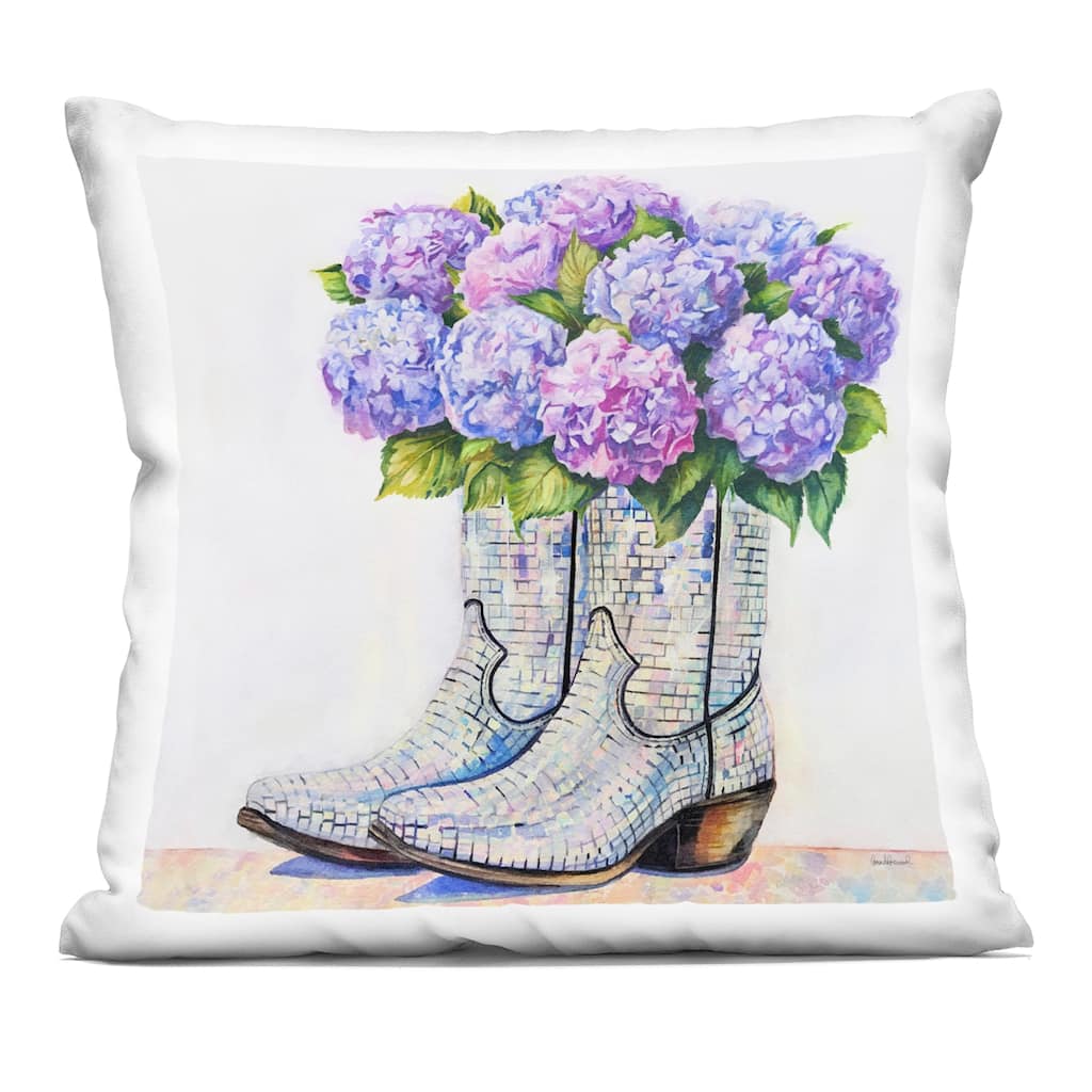 Stupell Hydrangea Filled Cowgirl Boots Decorative Printed Throw Pillow Design by Amanda Greenwood
