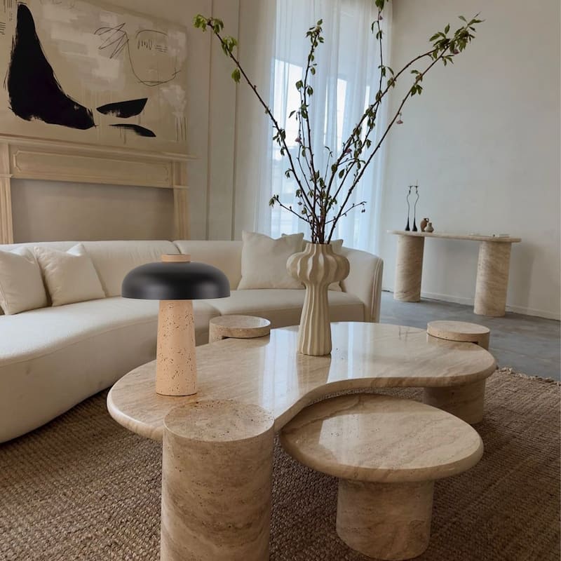 Modern 2-Light Black Mushroom Table Lamp - Bedside Nightstand Lamp for Bedroom, Living Room, Study