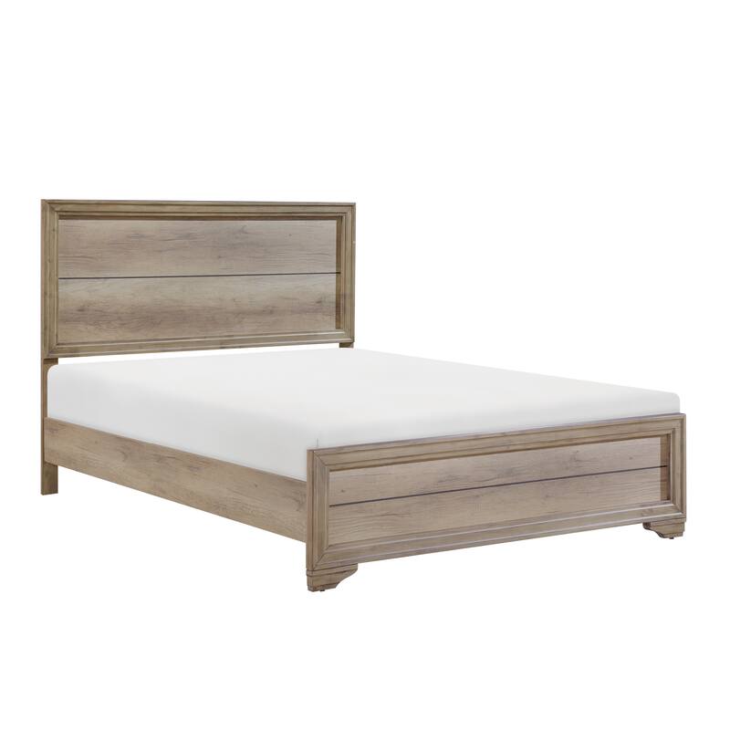 Twin Size Natural Finish Wooden Bed with Headboard and Footboard