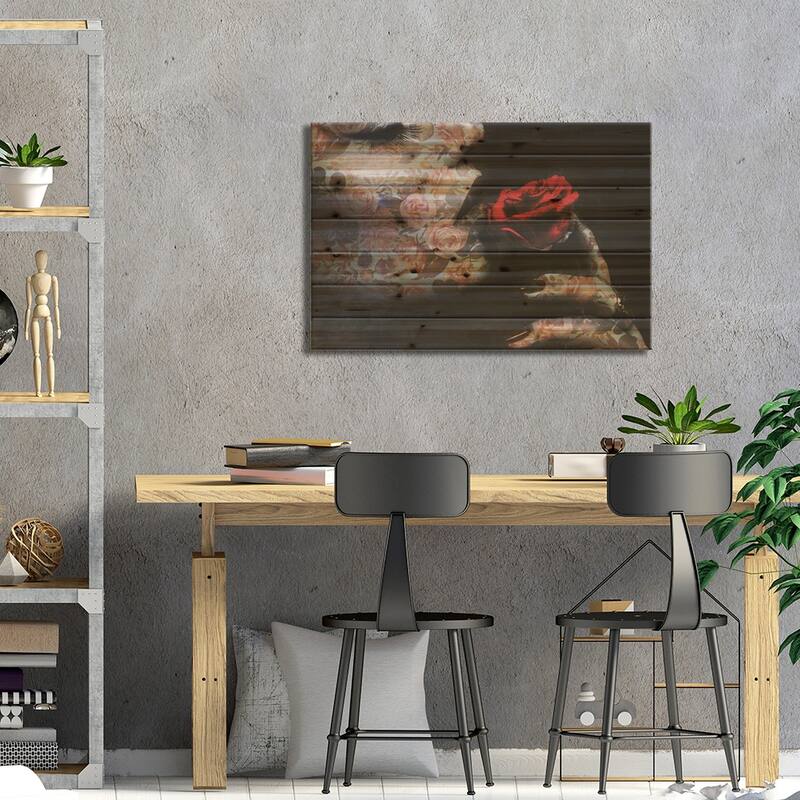 Kiss Print On Wood by Tatiana Amrein - Multi-Color