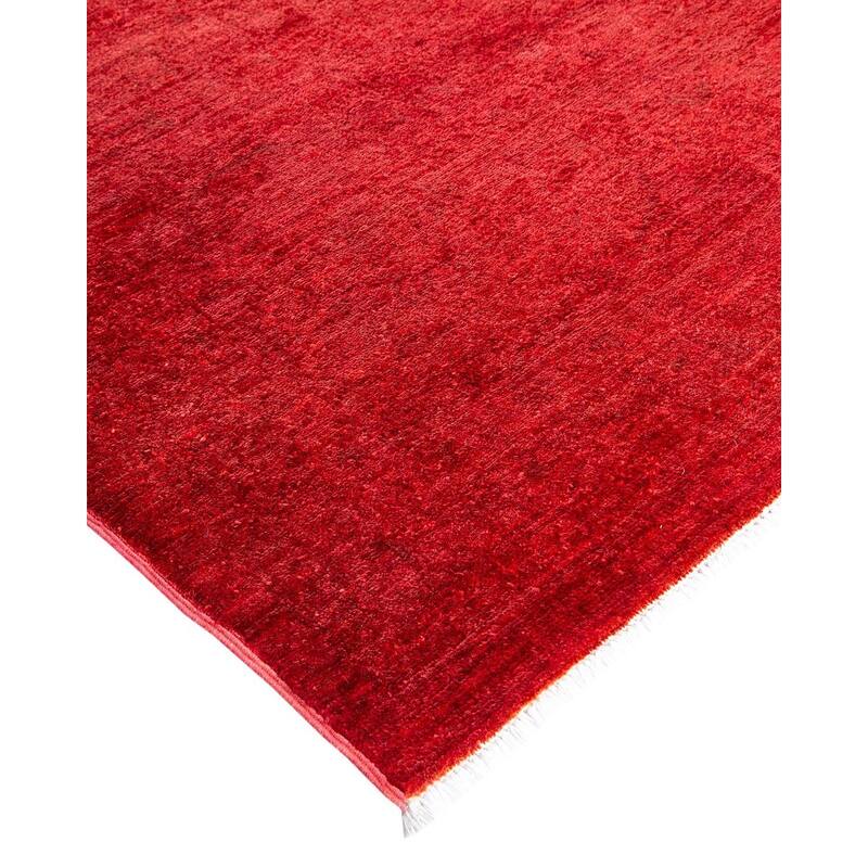 Overton Hand Knotted Wool Vintage Inspired Modern Contemporary Overdyed Red Area Rug - 11' 10" x 14' 9"