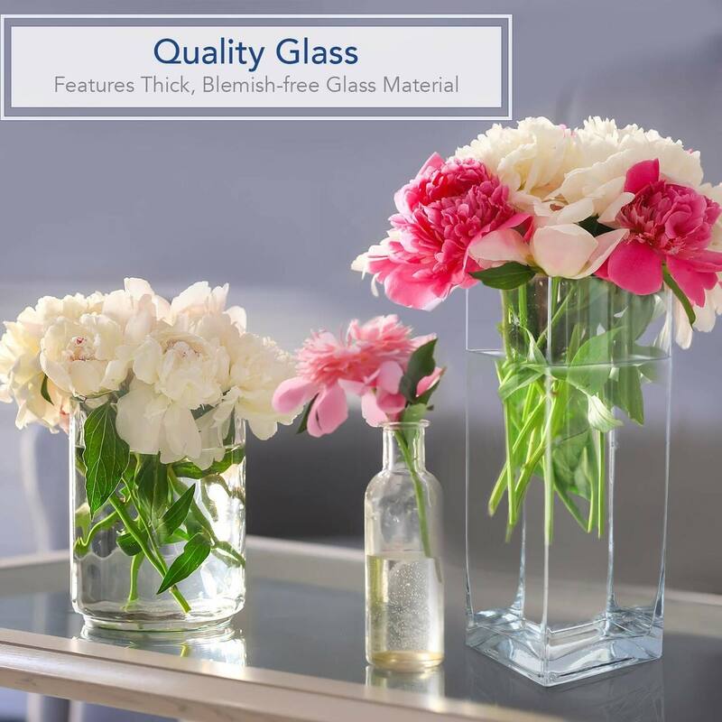 Enova Home Rectangle Shape Clear Glass Vase For Home Garden Decoration