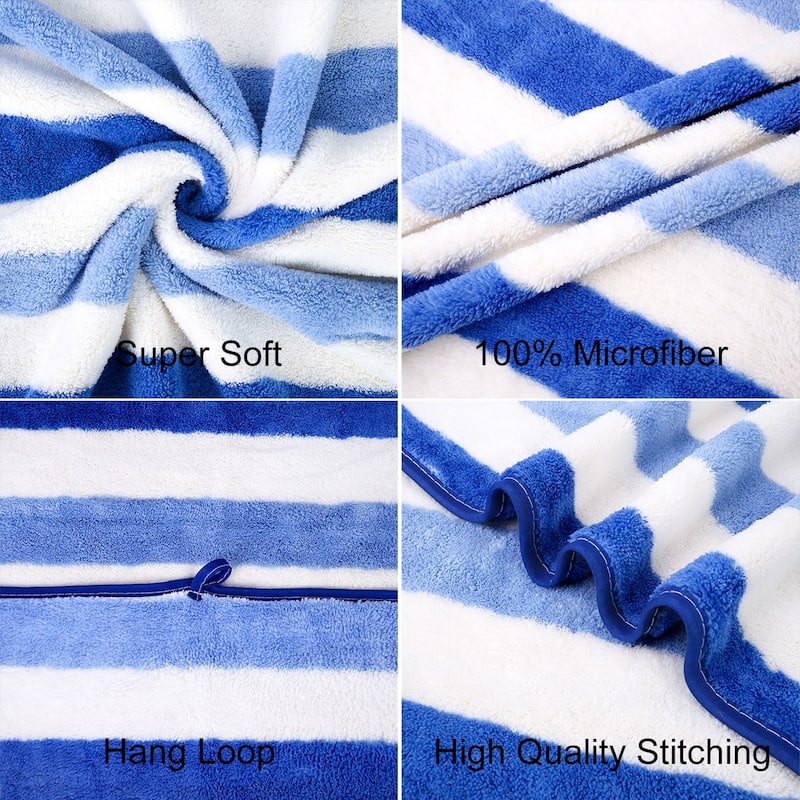 2-Piece Fleece Cabana Beach Towel Set Absorbent Pool Towels