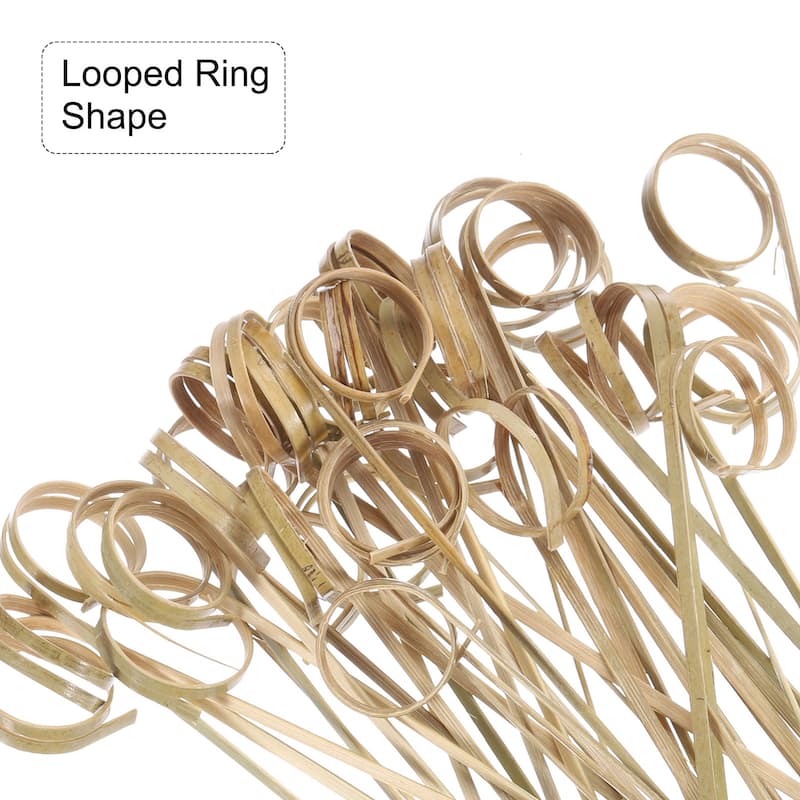 Bamboo Cocktail Toothpicks Looped Ring Drink Picks Skewer 100Pcs - 4.72"