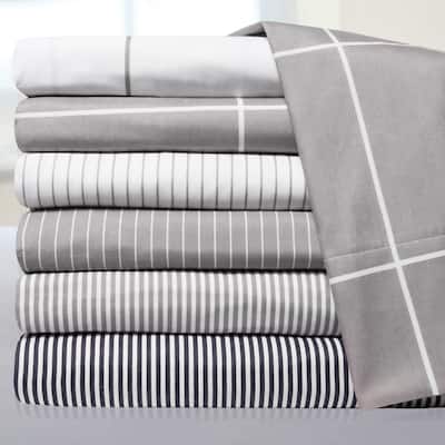 Sweet Home Collection 6 Piece Window Pane Printed Sheet Set, Deluxe Ultra Soft 1500 Series, Double Brushed Microfiber.