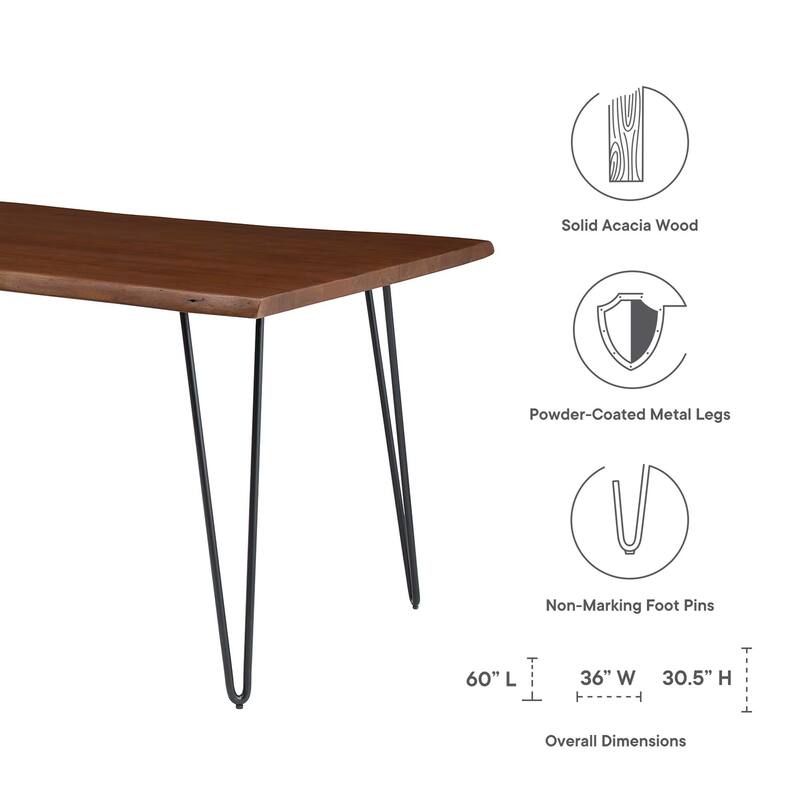 Ardor 60" Live Edge Acacia Wood Rectangular Dining Table