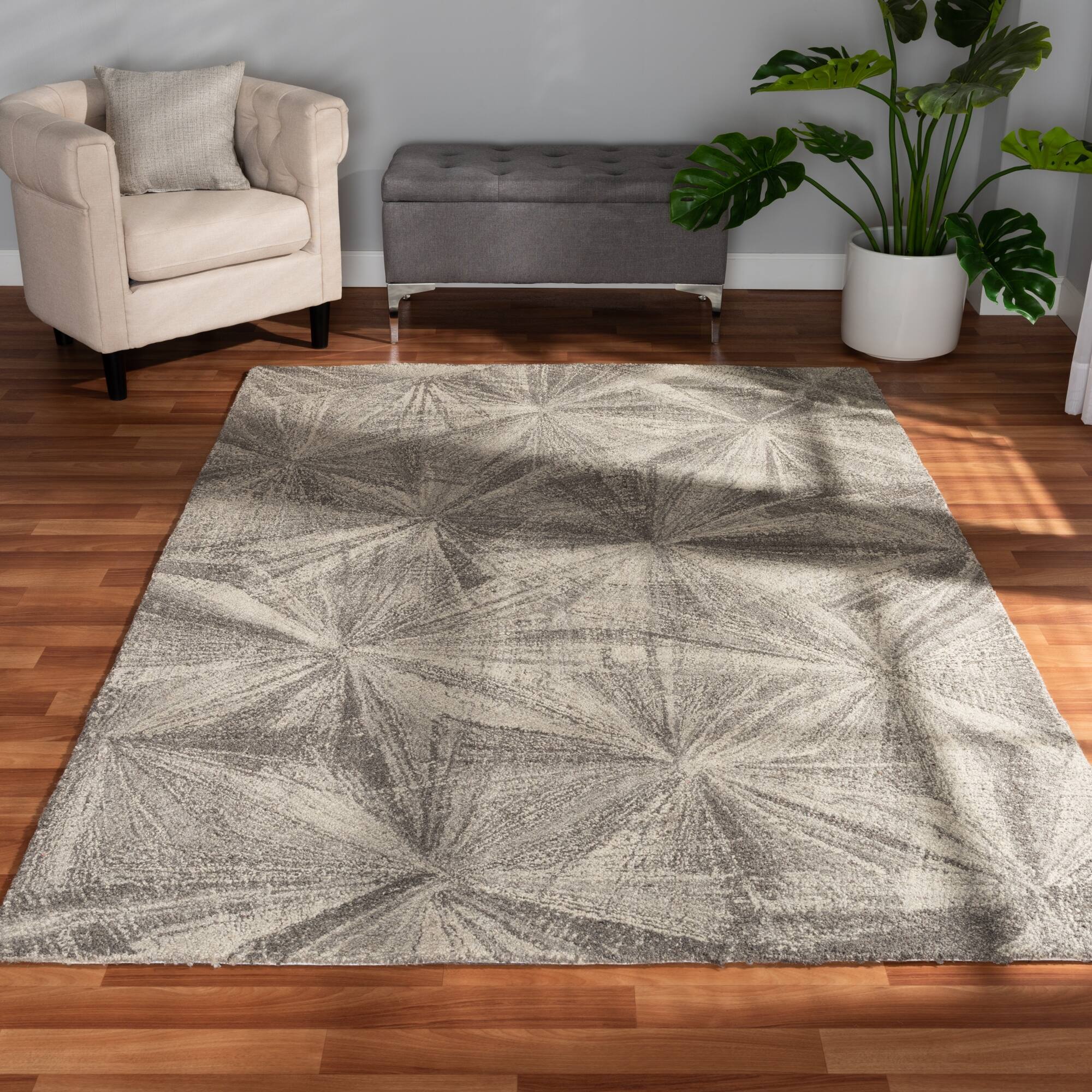 Barret Modern and Contemporary Grey HandTufted Wool Area Rug 5' x 8