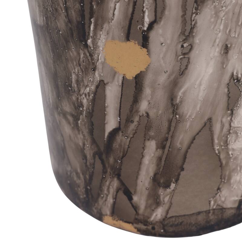 Tapered Iron Vase with Marbleized Finish - Modern Flower Vase