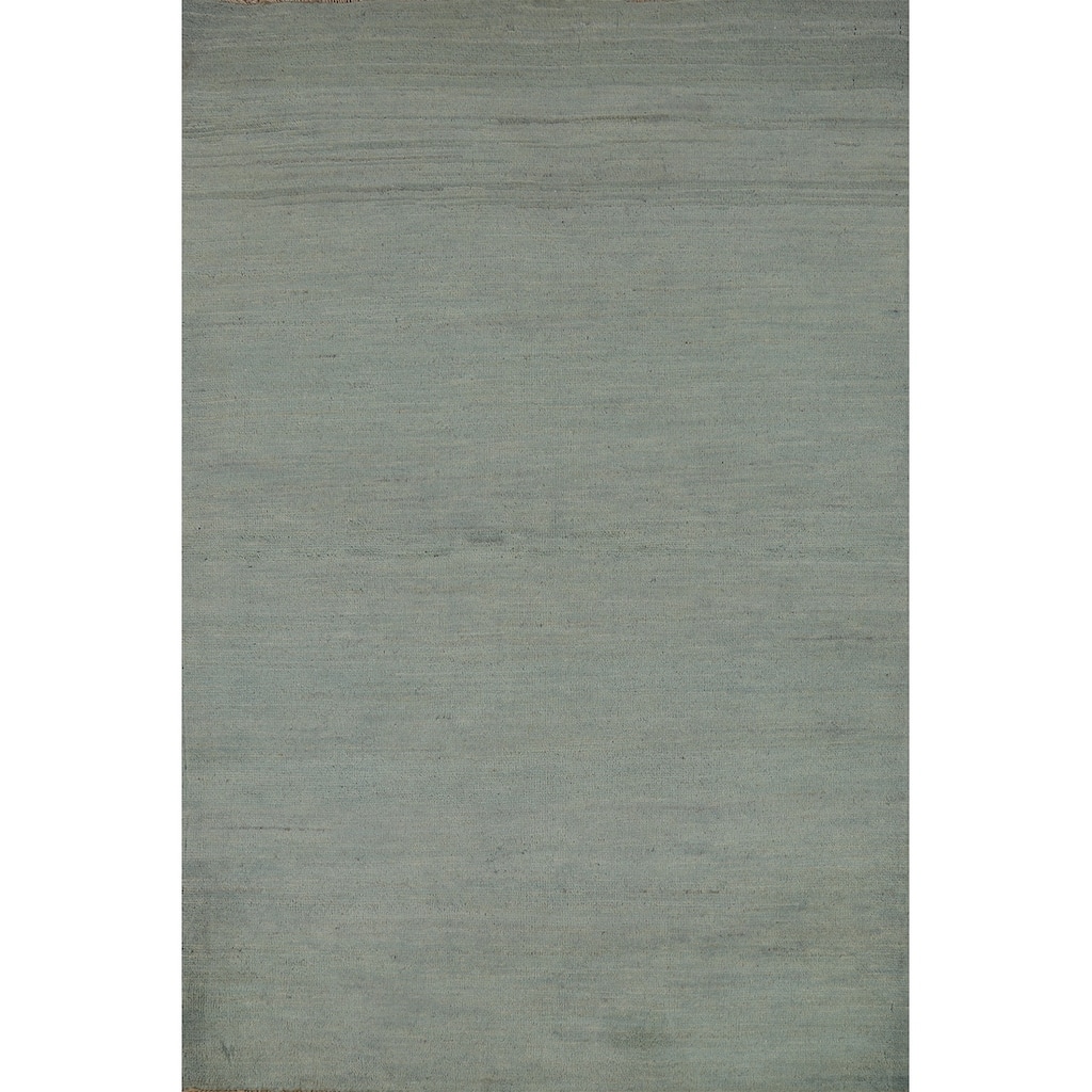 Blue & Green Gabbeh Oriental Foyer Rug Hand-Knotted Wool Carpet - 3'4"x 4'10"